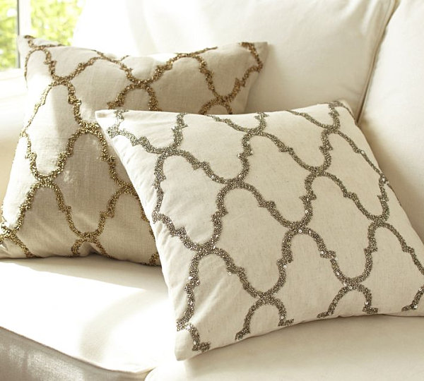Rustic luxe sequin tile pillow covers