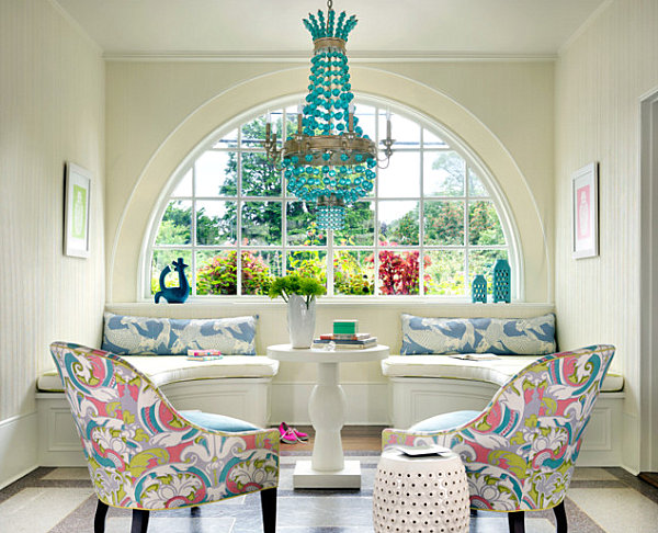Saturated pastels in an upscale sitting area