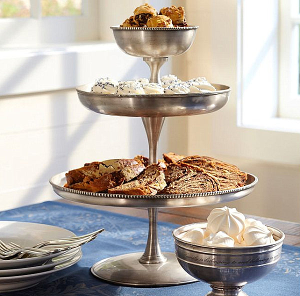 Silver tiered serving stand