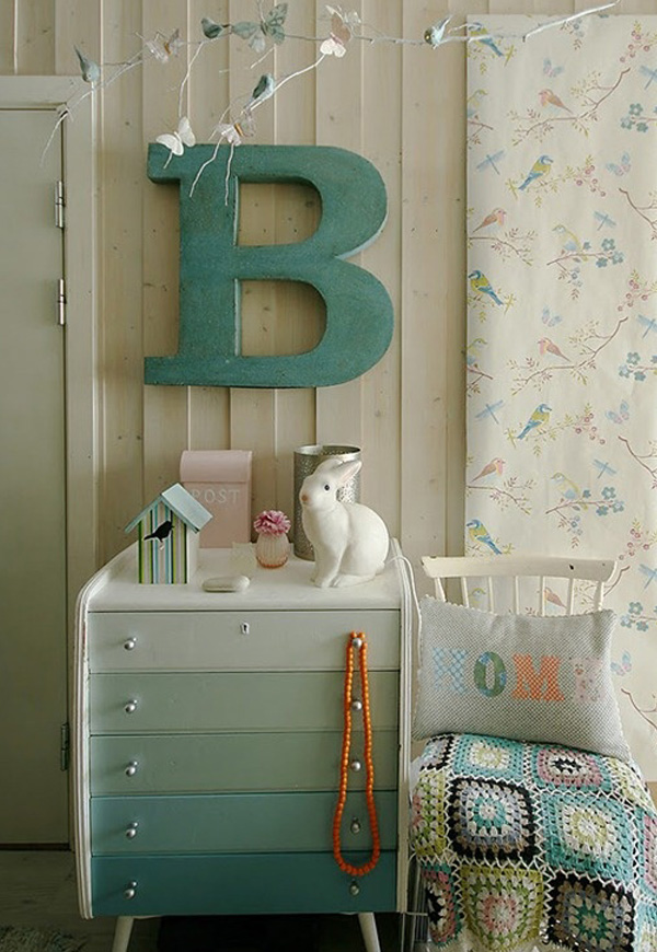 Sky blue ombre painted dresser