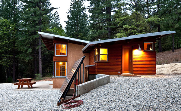 Solar collectors and roof paneling in a modern home