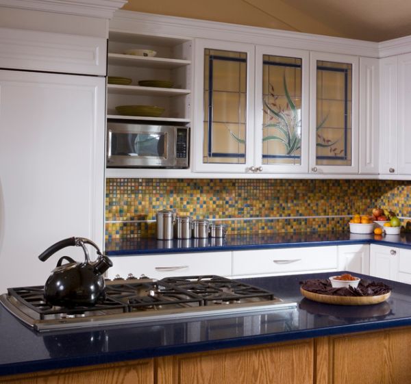 Painted glass deals kitchen cabinets