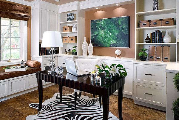 Storage boxes in a home office