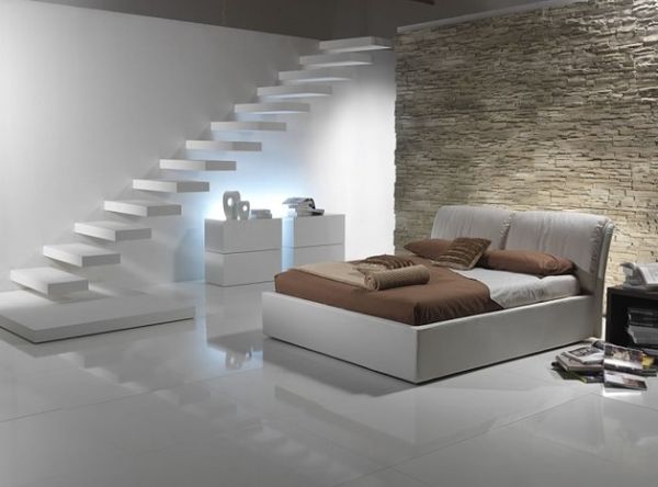 Stunning floating staircase in white for the minimalist home