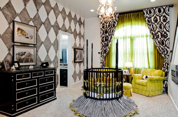 Stunning nursery design with the round crib taking center-stage!