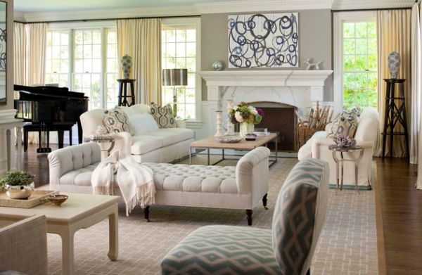 Stylish chaise lounge in cream for a comfortable living room