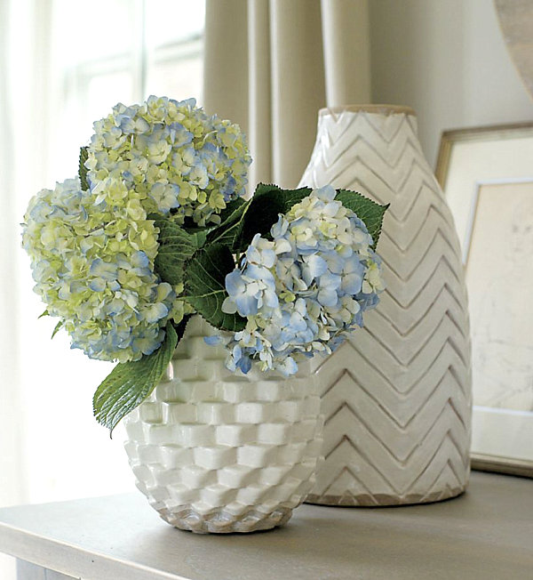 Textured vases in white