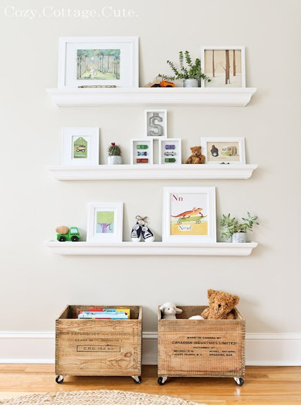 Toy storage wooden crates with wheels