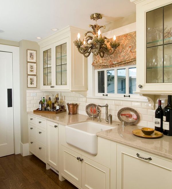 Kitchen cabinets with glass clearance doors and lights