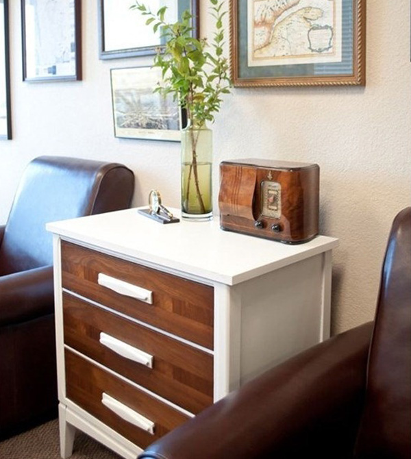 Two-tone brown and white dresser