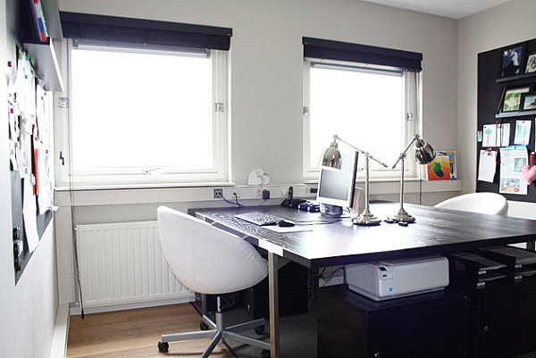 Under-desk storage in a home office