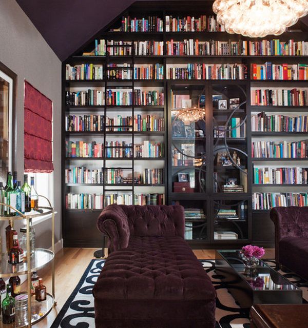 Wonderful way to add custom glass doors to your bookshelves in the vast home library