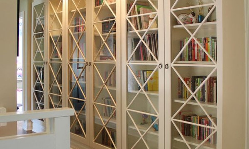15 Inspiring Bookcases With Glass Doors, Add Cabinet Doors To Built In Shelves
