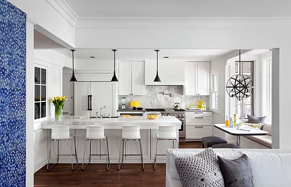 Yellow decorative accents in a modern kitchen