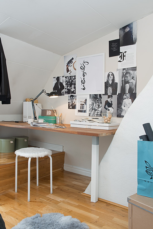 cozy home office in the attic