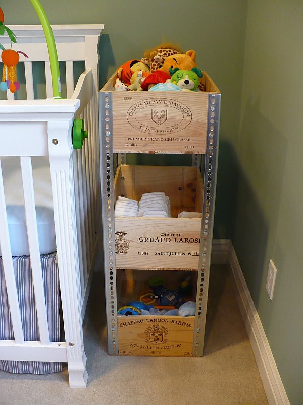 wine crates for a fancy shelving unit