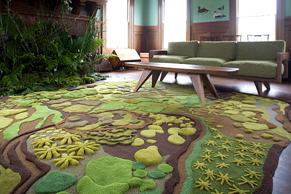 Angela Adams rug in a green room