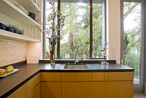 Black laminate countertop in a San Francisco kitchen