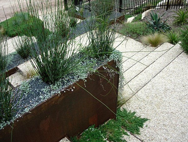 Bordered areas in a modern outdoor space