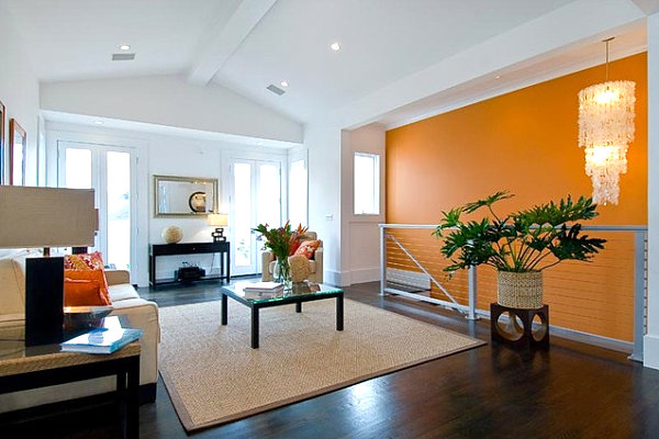 Bright orange accent wall