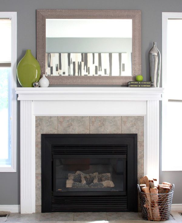 Brilliant and beautiful way of adding green above the fireplace!