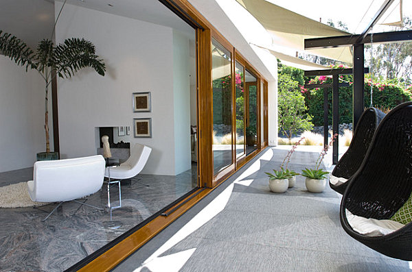 Bubble chairs in a contemporary yard