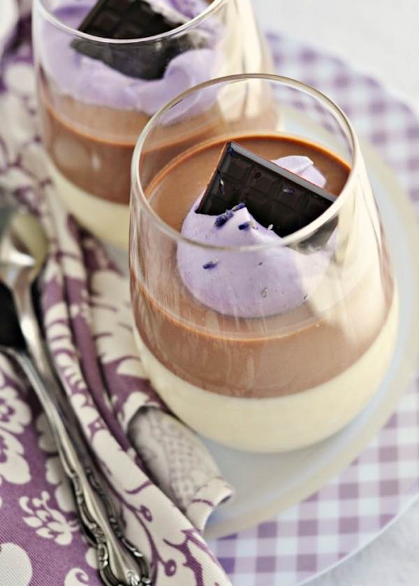 Chocolate, lavender and vanilla bean panna cotta