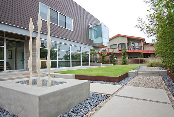 Clean-lined modern landscaping