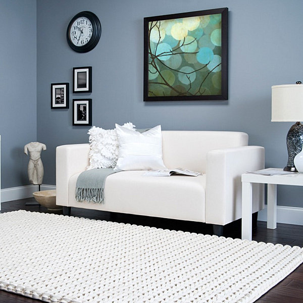 Cream knit area rug