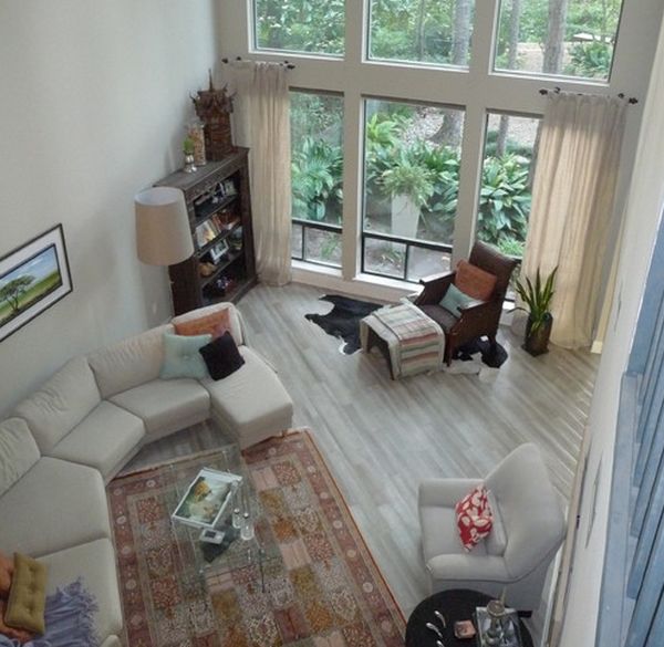 Curtains for sliding glass doors in the living room- A view from above!