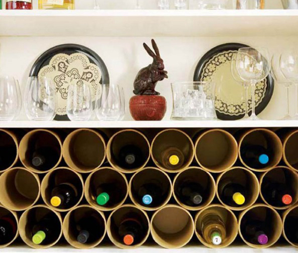 DIY Mailing Tubes Wine Rack