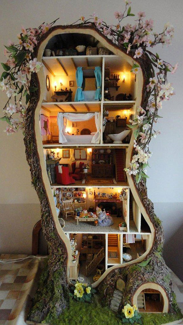 doll house made from old dresser