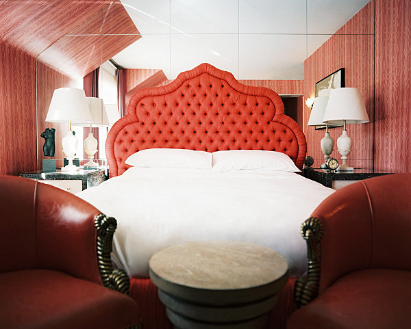 Decadent ruby red bedroom