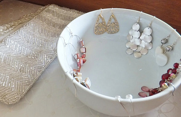 Earrings in a bowl