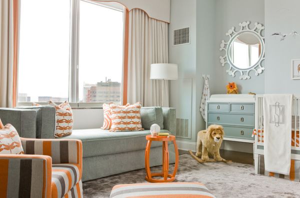 Eclectic kids' room uses orange in a pleasant and stylish fashion