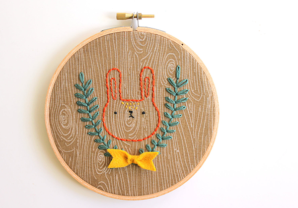 Faux Bois Cross Stitched Rabbit Art