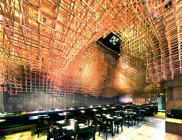 Fractal Ceiling Installation in Restaurant