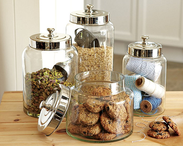 Glass canisters with metal lids