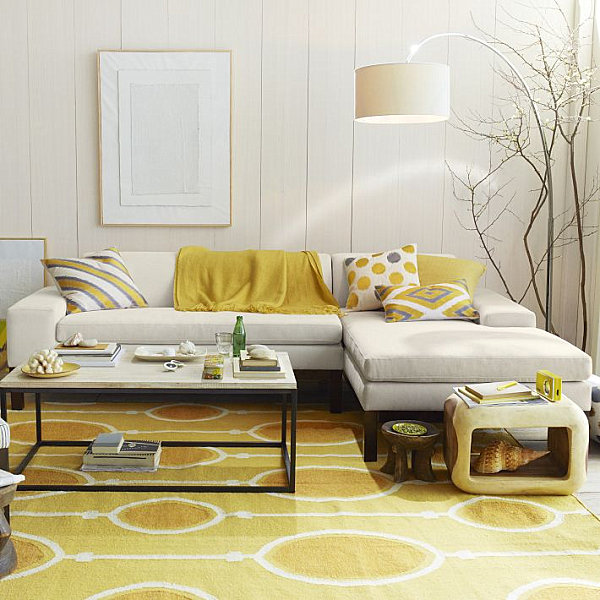 Golden yellow dhurrie rug