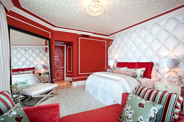 Hollywood Regency red bedroom