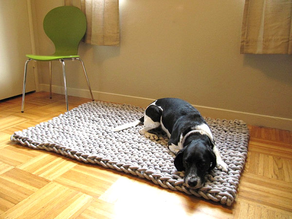 Knit rope rug