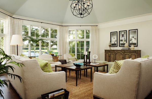 Let the natural green outside be a part of your interior green accents through gorgeous windows