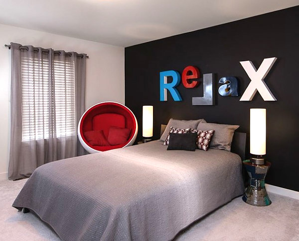 Masculine bedroom with playful design