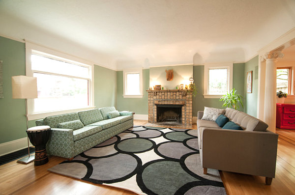 Minty green living room