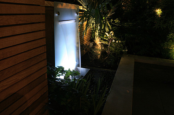 Modern water feature in a contemporary yard