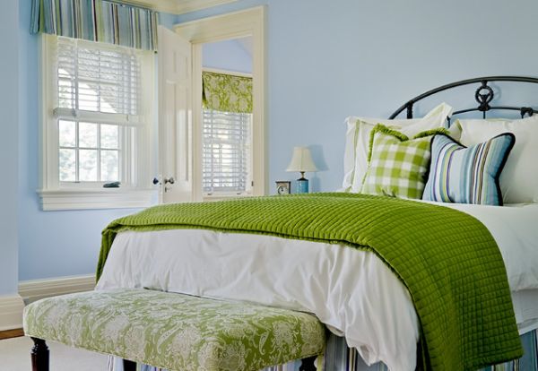 Perfect example of using fabric accents in the bedroom