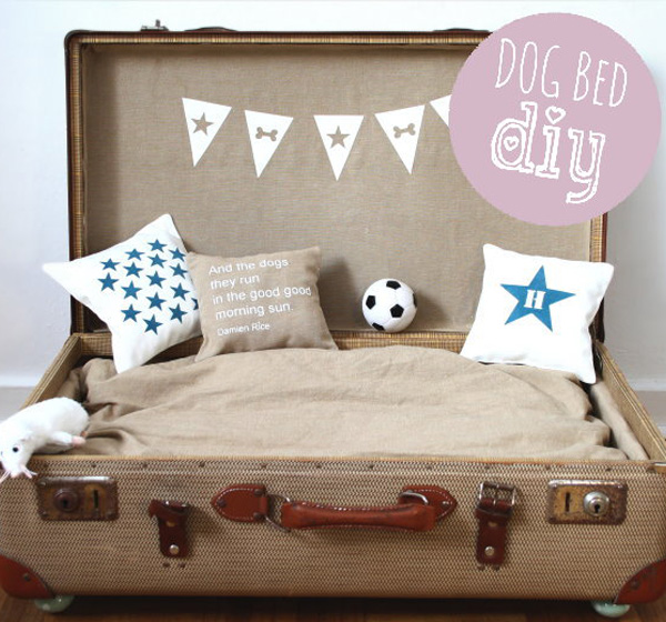 Portable suitcase dog bed