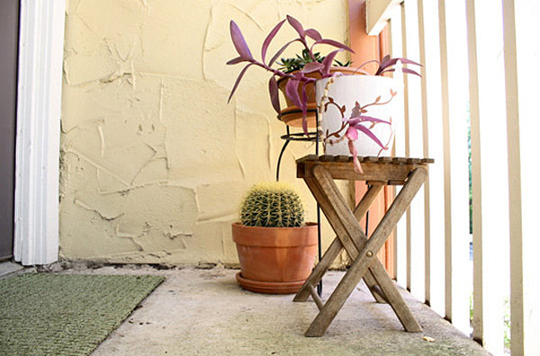 Potted plants on a small balcony