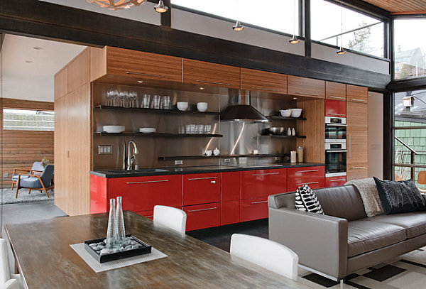 Red kitchen cabinetry