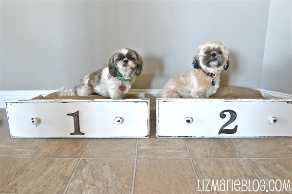 Repurposed dresser drawer dog bed